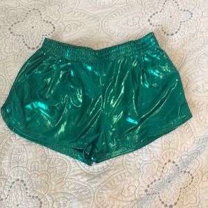 Fun green metallic party shorts